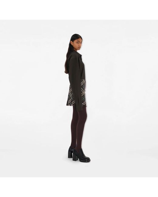 Burberry Green Check-Pattern Frayed-Edge Mini Skirt