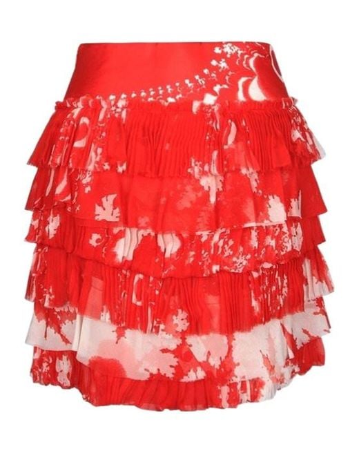 Ermanno Scervino Red Printed Skirt