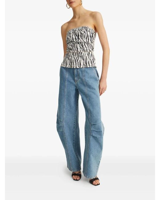 ROTATE BIRGER CHRISTENSEN Blue Panelled Denim Trousers