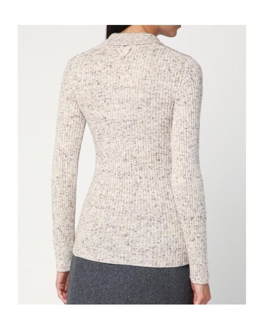 Prada Gray Long-Sleeved Polo Jumper