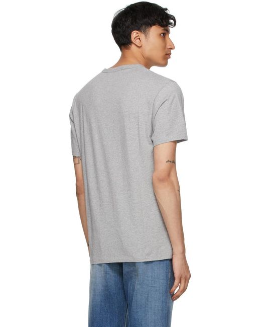 Maison Kitsuné Gray Logo Printed T-Shirt for men