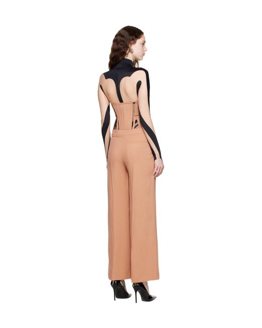 Mugler Natural Waist Stitching Casual Pants