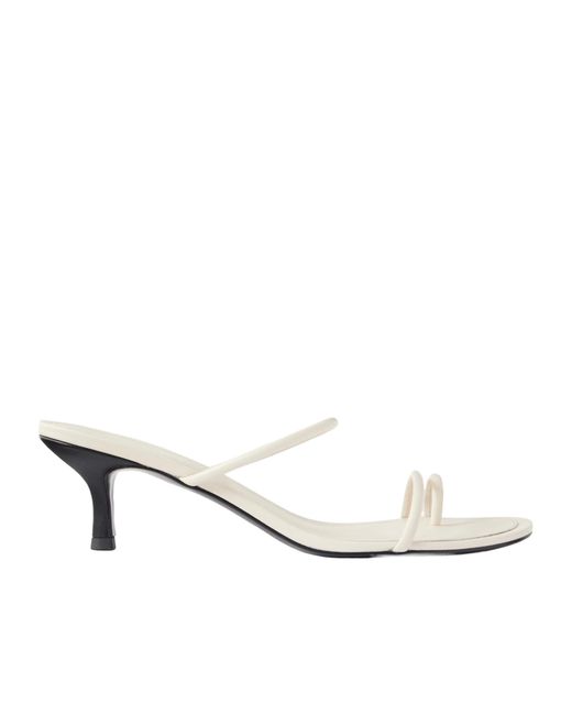St. Agni White Round-Toe High-Heeled Sandals
