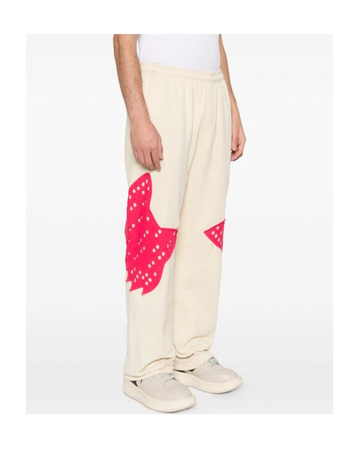 Kiko Kostadinov Pink X Fox Lab Perforated Fox Fleece Joggers for men