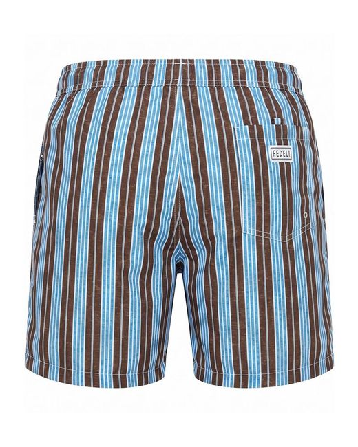 Fedeli Blue Drawstring Swim Trunks for men