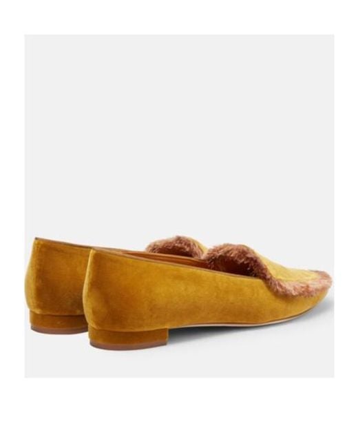 Manolo Blahnik Brown Agofran Fringed Velvet Loafers