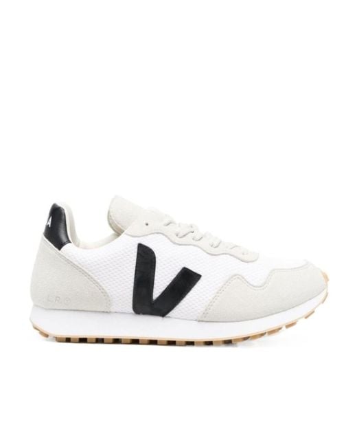 Veja White Logo-Patch Low-Top Sneakers for men