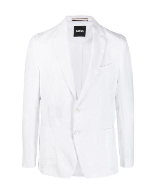 Boss White Single-Breasted Blazer for men