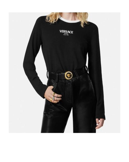 Versace Black Long Sleeved Crewneck Top