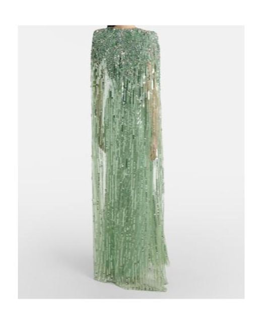 Jenny Packham Green Rush Sequined Gown