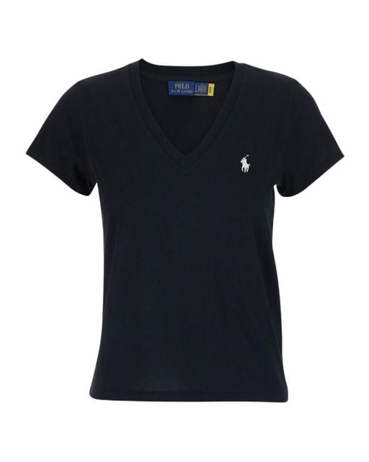Polo Ralph Lauren Black Logo Embroidered V-Neck T-Shirt
