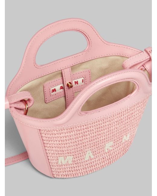 Marni Pink Tropicalia Logo Embroidered Micro Tote Bag