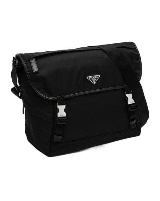 Prada Black Re-Nylon Triangle-Logo Crossbody Bag for men