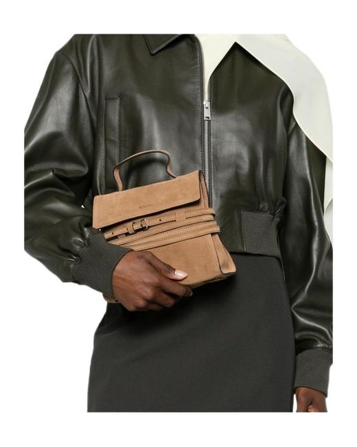 Moschino Brown Small Tie Me Suede Tote Bag