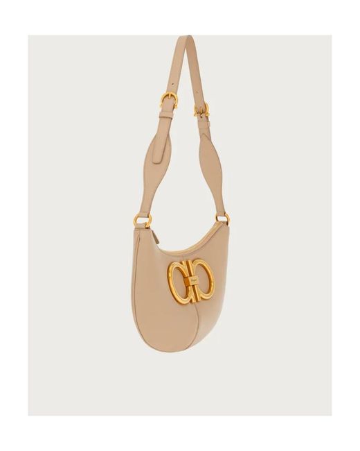Ferragamo White Maxi Gancio Shoulder Bag