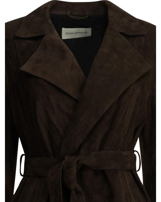 Nour Hammour Black Pointed Collar Coat