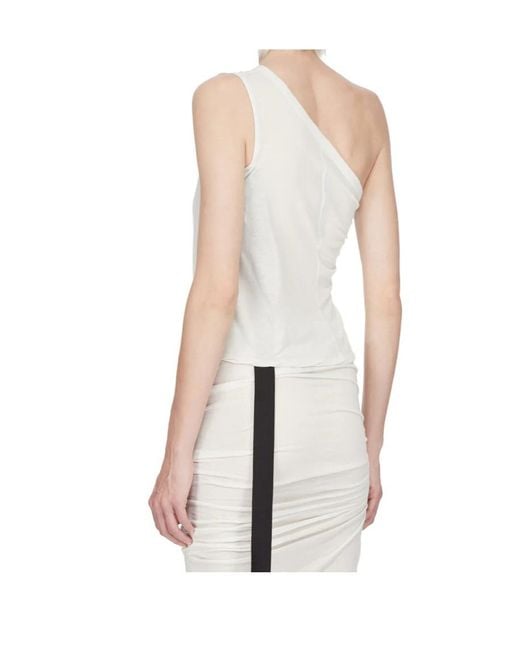 Rick Owens White Ziggy One-Shoulder Top