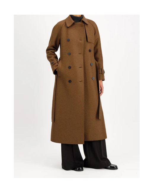 Harris Wharf London Brown Double-Breasted Coat