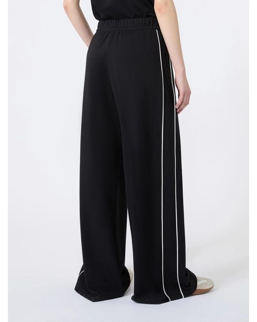 Weekend by Maxmara Black Contrast Trim Wide-Leg Pants