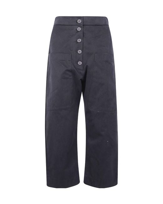 Studio Nicholson Blue Brinson Button-Front Patch-Pocket Trousers