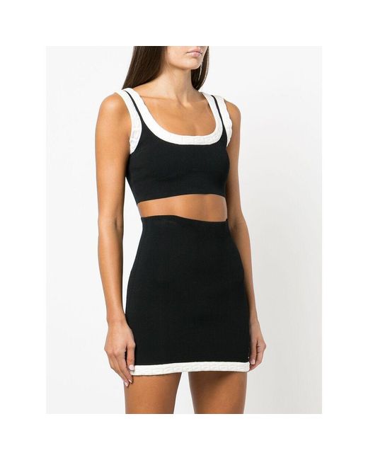 Alexander Wang Black Logo-Jacquard Trim Cropped Top