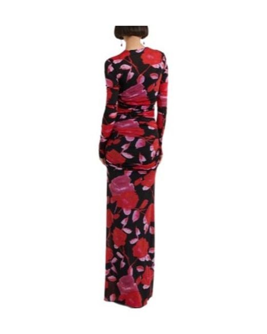 Blumarine Red Long-Sleeve Dress