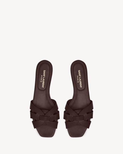 Saint Laurent Brown Tribute Sandals Slippers