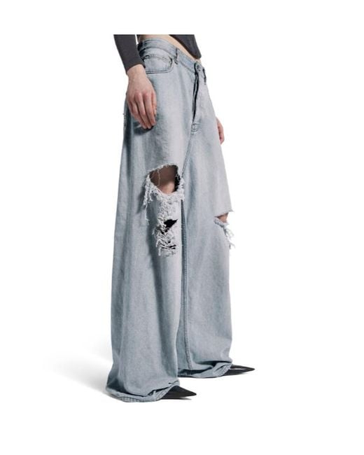 Balenciaga Blue Destroyed Baggy Pants