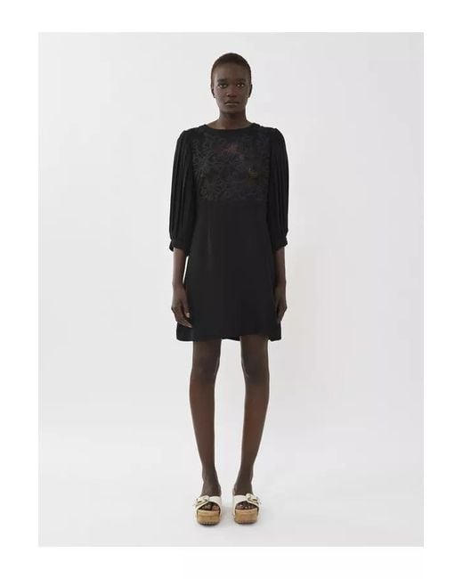 See By Chloé Black See By Chloé Laced Crepe Mini Dress