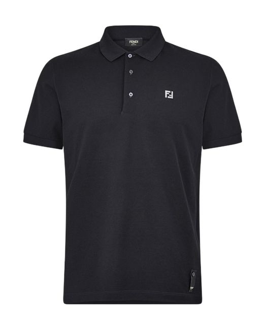 Fendi Black Metall Ff Polo Sn52 for men