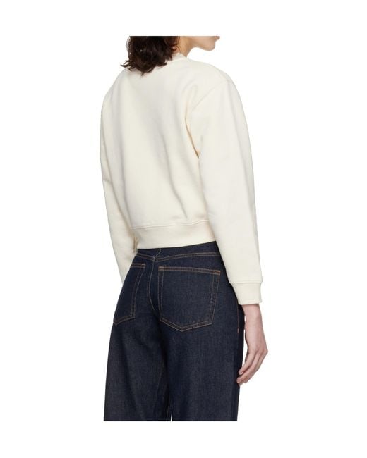 Maison Kitsuné White Maison Kitsuné Logo Crewneck Sweatshirt