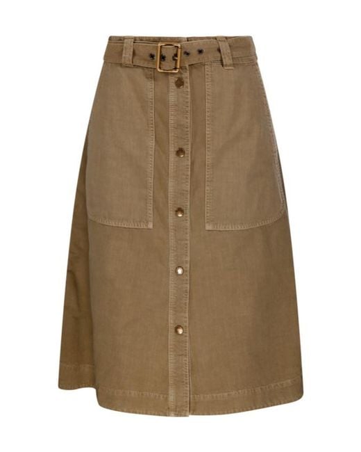 Moncler Natural Belted Knee-Length Skirt