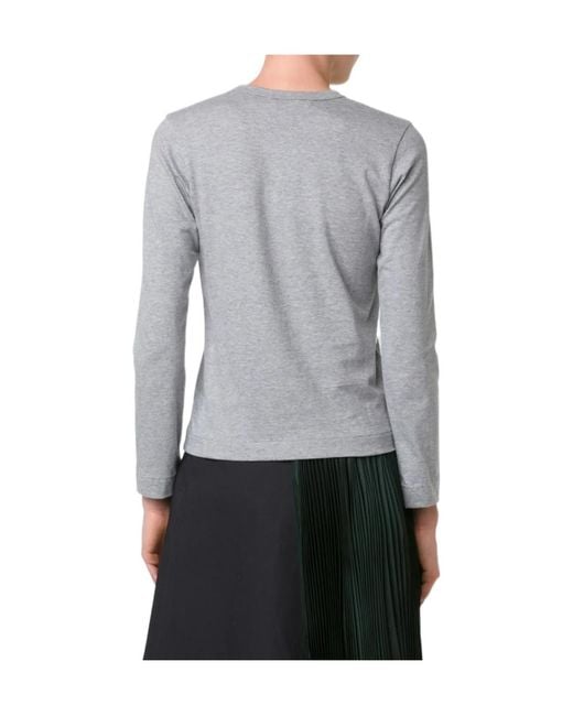COMME DES GARÇONS PLAY Gray Long-Sleeve T-Shirt With Chest Patch