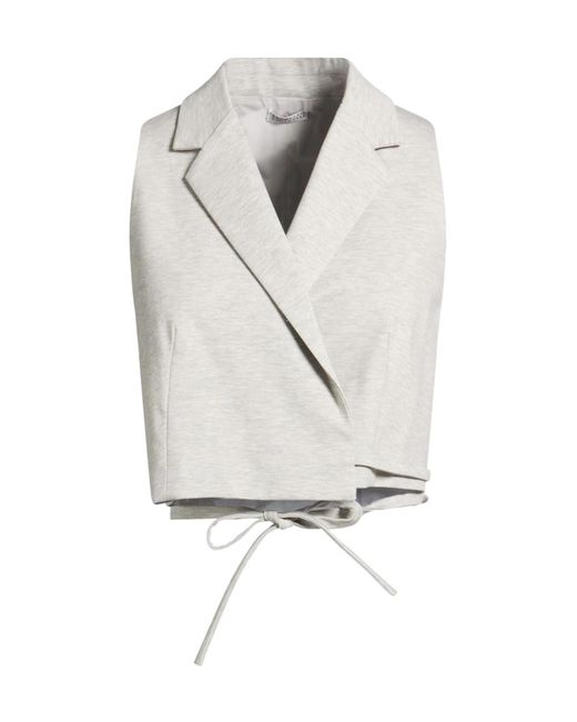Brunello Cucinelli White Solid Color Stretch Fabric Top