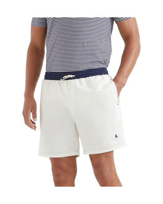 Brunello Cucinelli White Logo Printed Drawstring Swim Shorts for men