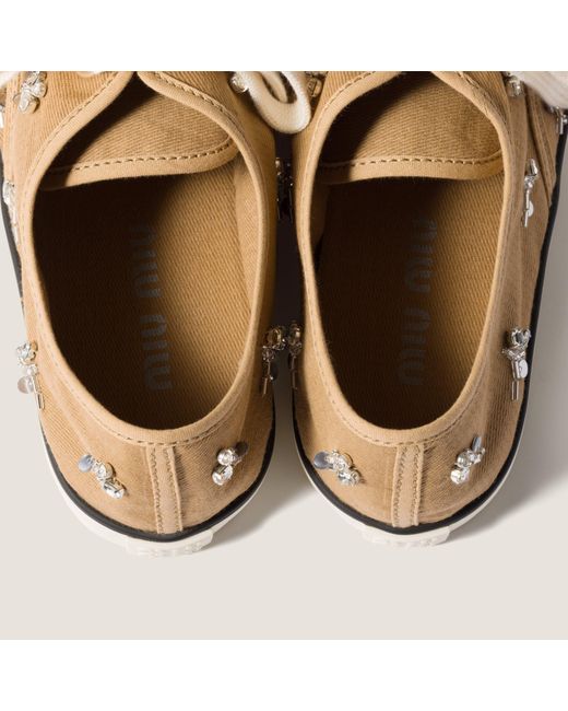 Miu Miu White Embellished Low-Top Sneakers