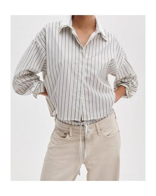 Rag & Bone White Marin Striped Cropped Shirt