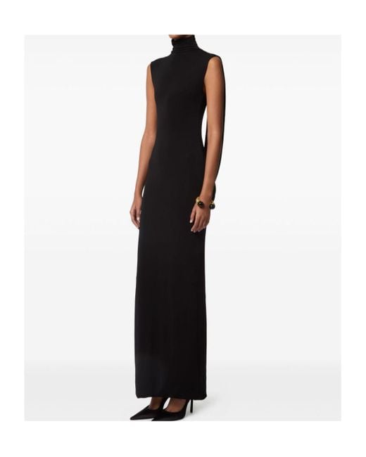 Nina Ricci Black Draped High-Neck Maxi Dress