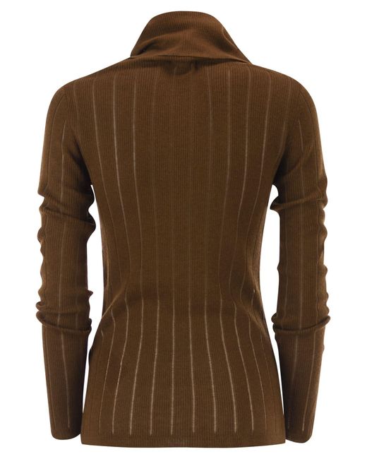 Max Mara Brown Studio Mstbadesse Fitted Turtleneck Jumper