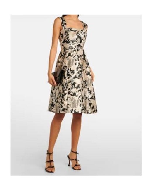Carolina Herrera White Floral Jacquard Midi Dress