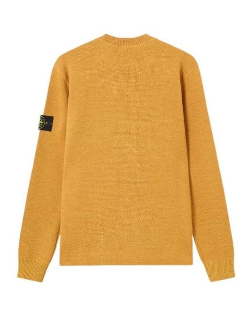 Stone Island Yellow Crewneck Logo-Patch Sweater for men
