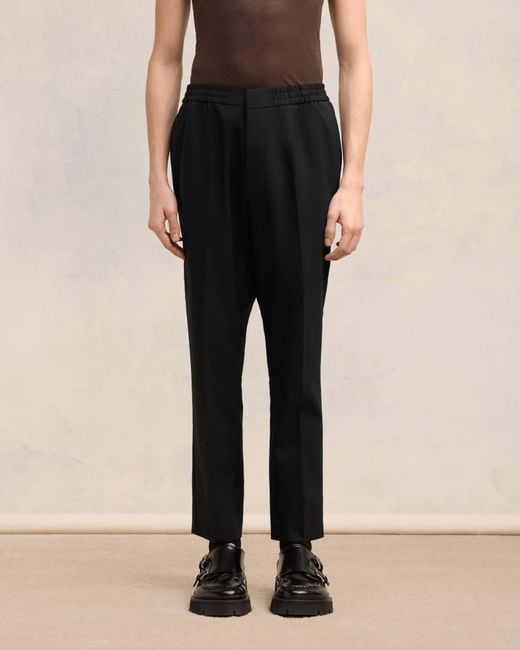 AMI Black Tailored Straight-Leg Pants for men
