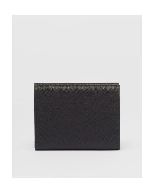 Prada Black Logo-Plaque Press-Stud Fastened Wallet for men