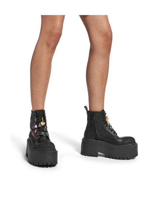 Balenciaga Black Strike Charm Platform Boots