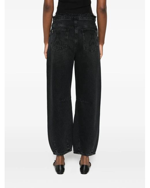 Patrizia Pepe Black Frayed-Waist Balloon Jeans