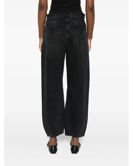 Patrizia Pepe Black Frayed-Waist Balloon Jeans
