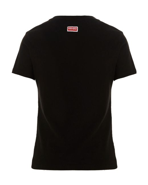 KENZO Black Tiger Motif Embroidered Crewneck T-Shirt