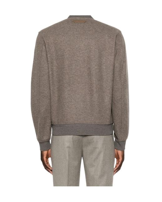 Brioni Brown Zip-Up Bomber Jacket for men