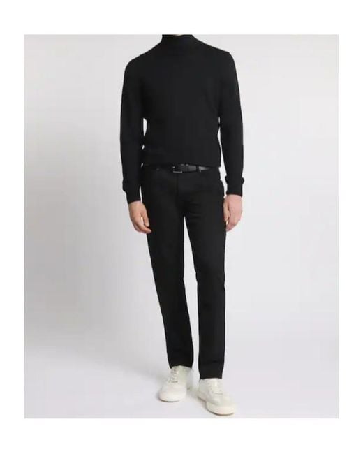 Fay Black High Neck Wool Sweater for men