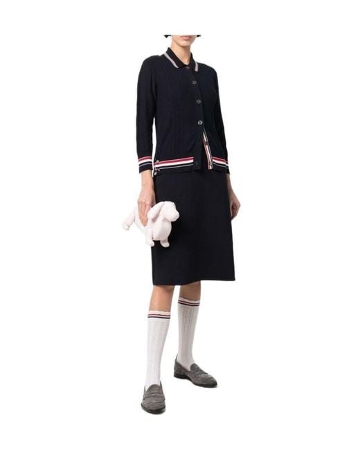 Thom Browne Blue Rwb Stripe Trim Polo Top